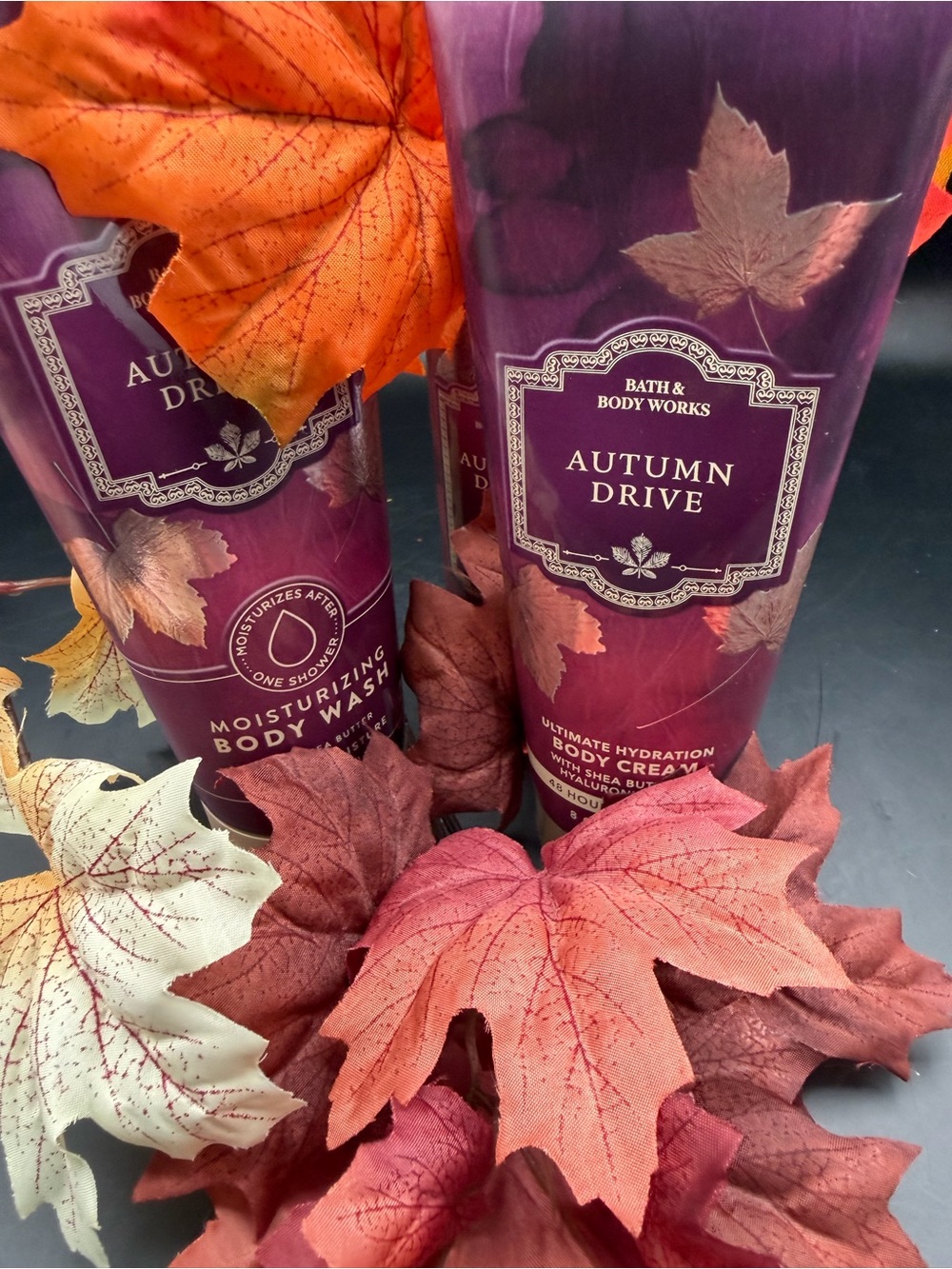 Bath & Body Works Autumn Drive Moisturizing Body Cream & Wash Trio- Purple